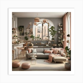 Pink Living Room 1 Art Print