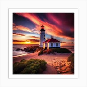 Sunset At The Lighthouse 9 Art Print