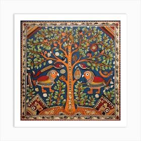 Tree Of Life Madhubani Painting Indian Traditional Style Art Print