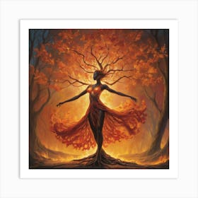 Fire Tree Dance Art Print 3 Art Print