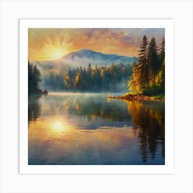 Default Beautiful Nature Photo Painting Of A Misty Sunrise On 0 Art Print