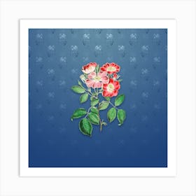 Vintage Rose Clare Flower Botanical on Bahama Blue Pattern Art Print