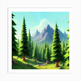 Path To The Mountains trees pines forest 7 Art Print
