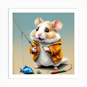 Hamster Fishing 16 Art Print