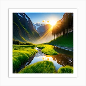 Sunrise In The Mountains Art Print