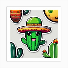 Cactus Stickers 3 Art Print