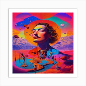 Surrealism Dali Universe Neon Colors Of Passion Art Print