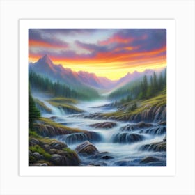 Sunset In The Mountains 4 Art Print