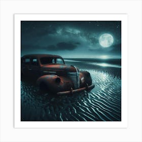 Old Car In The Sand Art Print