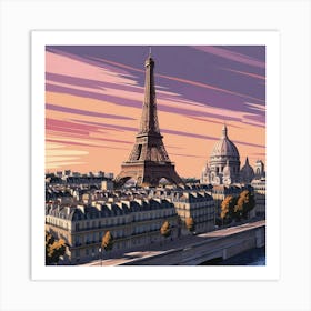 Paris In Aesthetic  Sunset  Art Print