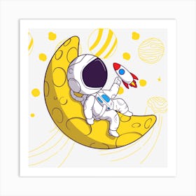 Astronaut On The Moon Art Print