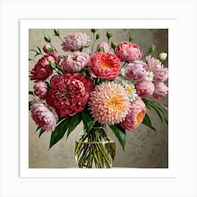 Peonies In A Vase Art Print