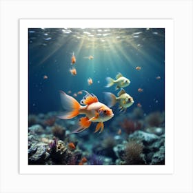 Goldfish In The Sea 1 Art Print