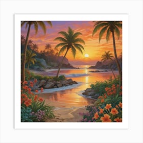 Sunset At The Beach 20 Art Print