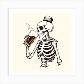 Skeleton Drinking Beer 4 Art Print