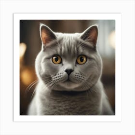 A Cute British Shorthair Kitty, Pixar Style, Watercolor Illustration Style 8k, Png (3) Art Print