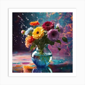 Colorful Flowers In A Vase 3 Art Print