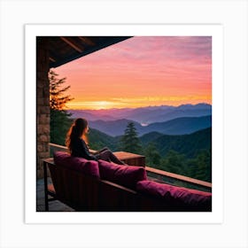 Sunset In The Smoky Mountains Art Print