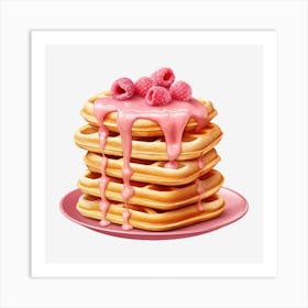 Waffles With Raspberry Syrup 4 Art Print