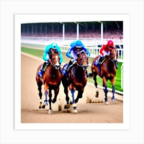 Jockeys Racing On The Track 5 Art Print