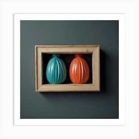 Two Vases In A Wooden Frame Art Print