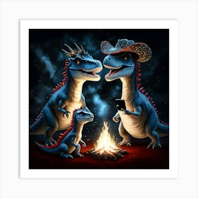 Dinosaurs In The Night Art Print