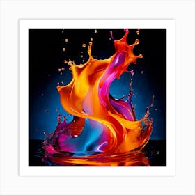 Fresh Colors Liquid 3d Design Spark Hot Palette Shapes Dynamism Vibrant Flowing Molten (21) Art Print