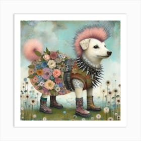 Cute punk dog Art Print