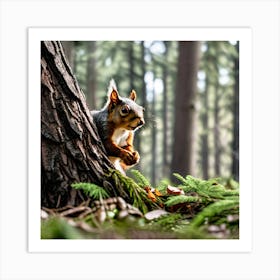 Squirrel In The Forest 22 Art Print