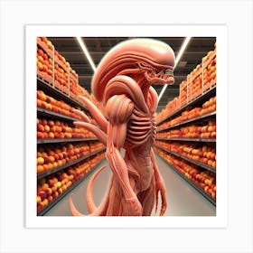 Alien In Aisle Of Peaches Art Print