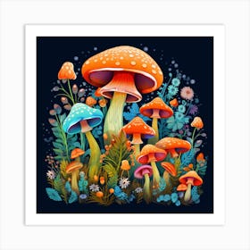 Mushrooms In The Forest 39 Art Print