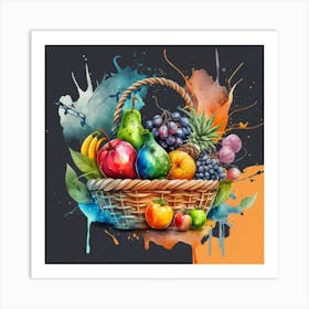A basket full of fresh and delicious fruits and vegetables 2 Art Print