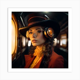 Young Woman In A Train Art Print