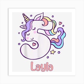 5th Birthday Girl Unicorn Lovers Layla Birthday Daughter Gif 1 Art Print