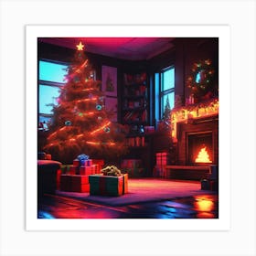 Christmas Tree In The Living Room 58 Art Print