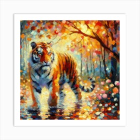 Tiger In The Water impressionism Art Print