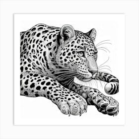 Line Art leopard 1 Art Print