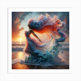 Girl In The Ocean 2 Art Print