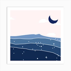 Moon Over The Sea Art Print