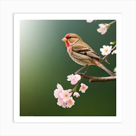 Bird Perched On A Branch Art Print