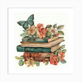 Books And Flowers Art Print