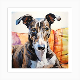 Brindle and White Greyhound Art Print