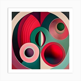 Circlesredgreen Art Print