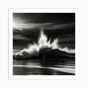 Black And White Ocean Wave Art Print