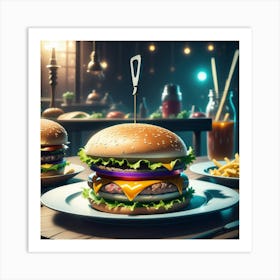 Burgers And Fries 4 Art Print