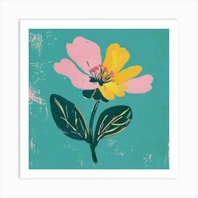 Portulaca 2 Square Flower Illustration Art Print