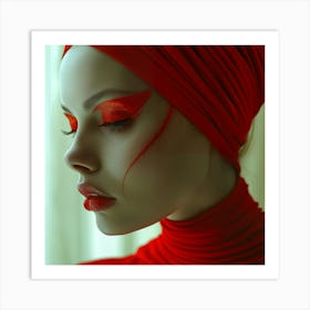 Portrait Of A Woman In Red Art Print