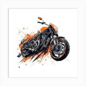 Orange Motorcycle.Generated AI. Wall Art Print Art Print