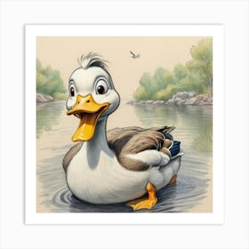 Duck In The Water 4 Art Print