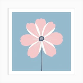 A White And Pink Flower In Minimalist Style Square Composition 517 Art Print